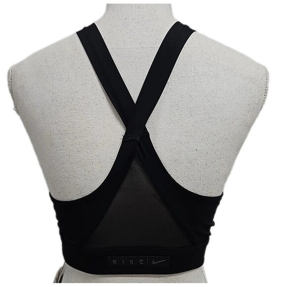 Nike Dri-Fit Swoosh Trainings Sports Bra Medium Support Black Women's Size XS - Picture 4 of 8